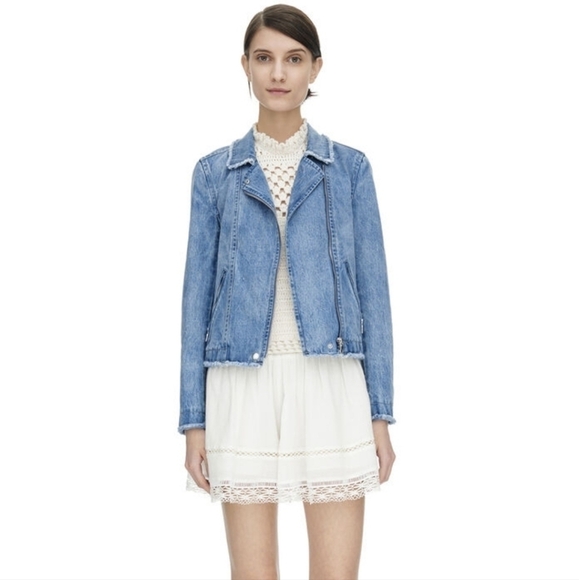 Rebecca Taylor Washed Denim Moto Jacket - Picture 1 of 6